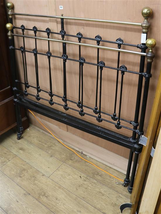 A brass and iron bed, W.120cm